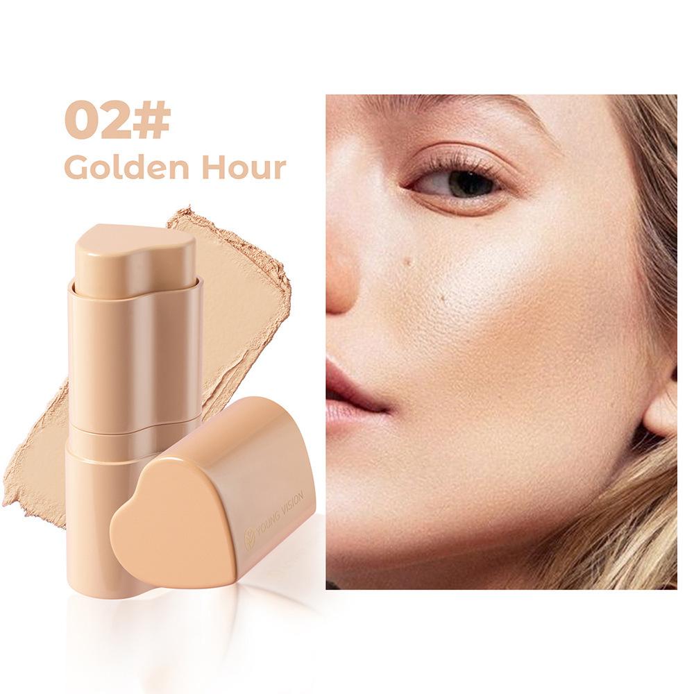 YOUNG VISION 1PCS Heart Blush Cream Contouring Stick Face Modifier Mousse Blush Lipstick 2-in-1