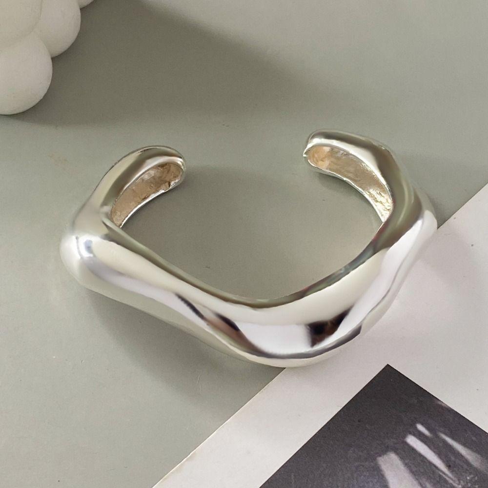 Серебряный металлический браслет с жемчугом, вытяжка проволоки, преувеличенный браслет, жемчужный браслет, для женщин