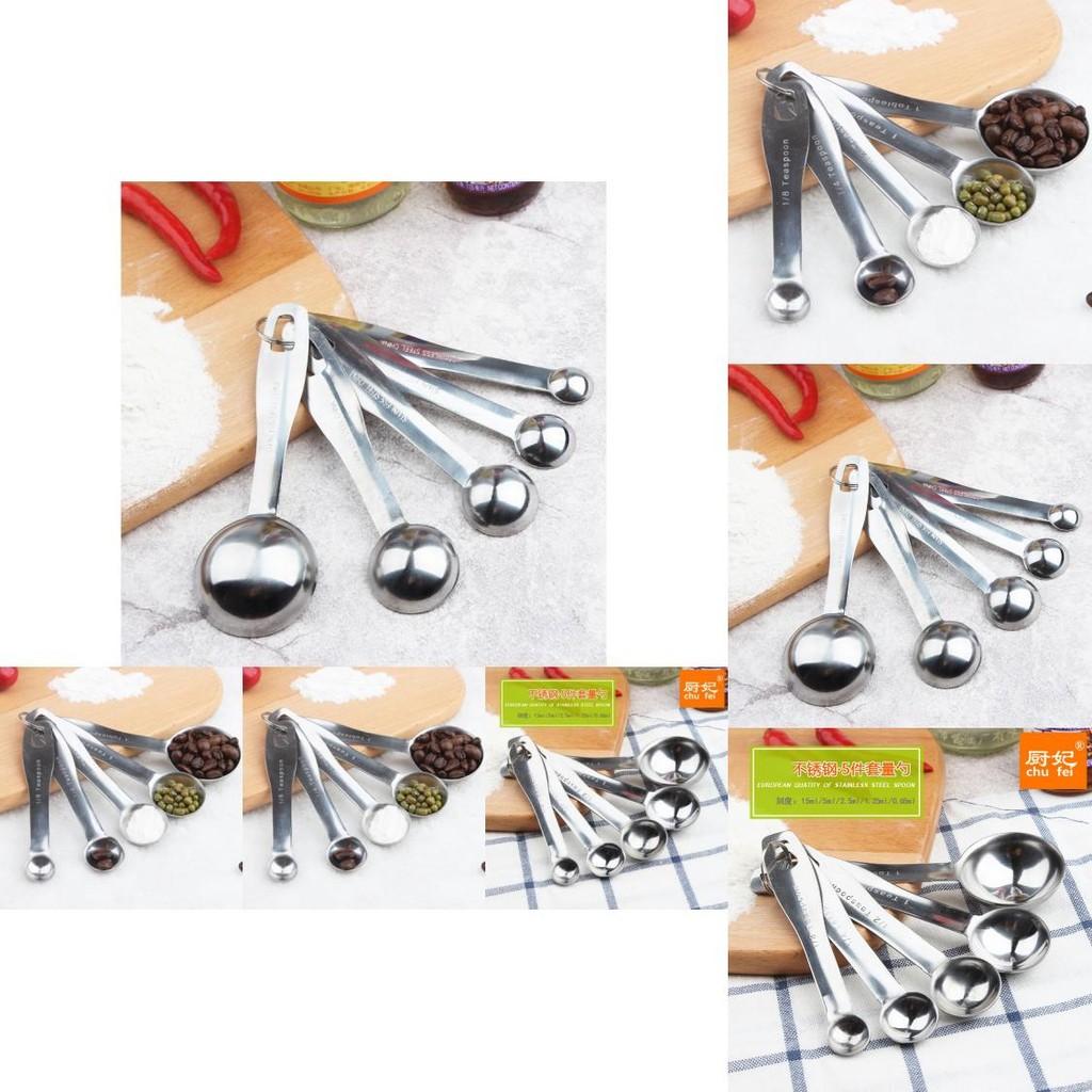Chic Five Piece Stainless Steel Measuring Spoon Set Perfect For Baking Coffee And Gift Giving