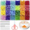 24 Colors Pony Beads BetterJonny Approximately 720 Pieces Alphabet Beads Acrylic Beads Barrel Beads Kit Colorful Bracelet String Necklace Earrings…