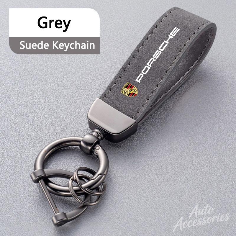 Suede Car Styling Keychain Pendant Anti-lost Keyring Charm Gift For Porsche 911 718 Cayenne Cayman Panamera Macan Taycan Boxster CY5