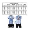 Kids Argentina Messi Football Jersey Set - Youth Soccer Uniform Kit, Breathable Quick-Dry Fabric, Children Training Match Outfit