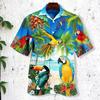 Модная Гавайская рубашка с отложным воротником, универсальная тонкая мужская повседневная одежда с тропическими листьями и принтом, праздничная повседневная одежда