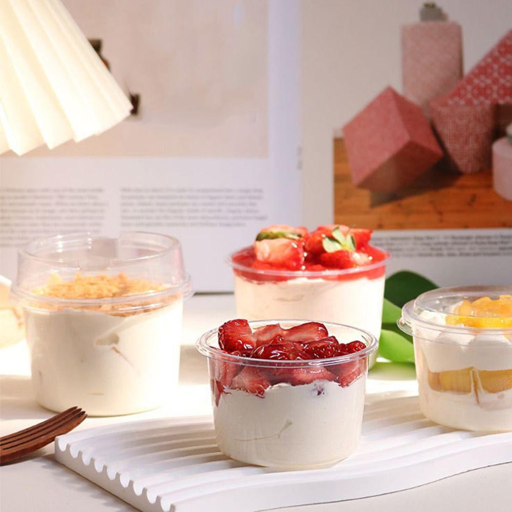 50Pcs Round Shape Dessert Cups Bowl Containers Disposable Packaging Box  Kitchen Bar Supplies
