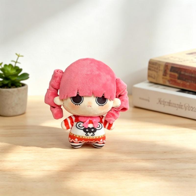 One Piece Perona Plush Doll Chibi Style Mini Cotton Doll with Pink Hair Ghost Princess Outfit Keychain Pendant One Piece Anime Fans Collectible Gift