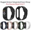 For Xiaomi Band 7 Rugged Armor Integrated Case+Strap for Mi Band 6/5 All-round Protection TPU Watch Strap Cover Replacement Bracelet