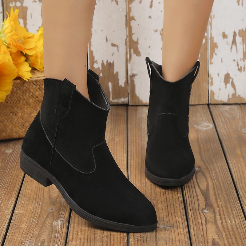 Женская обувь 2024 года, горячая распродажа, женские сапоги с рукавами, осенние туфли с острым носком, однотонные женские короткие ботинки челси на низком каблуке