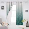 Turquoise Gradient Line Texture Blackout Curtains For Living Room Bedroom Window Treatment Blinds Drapes