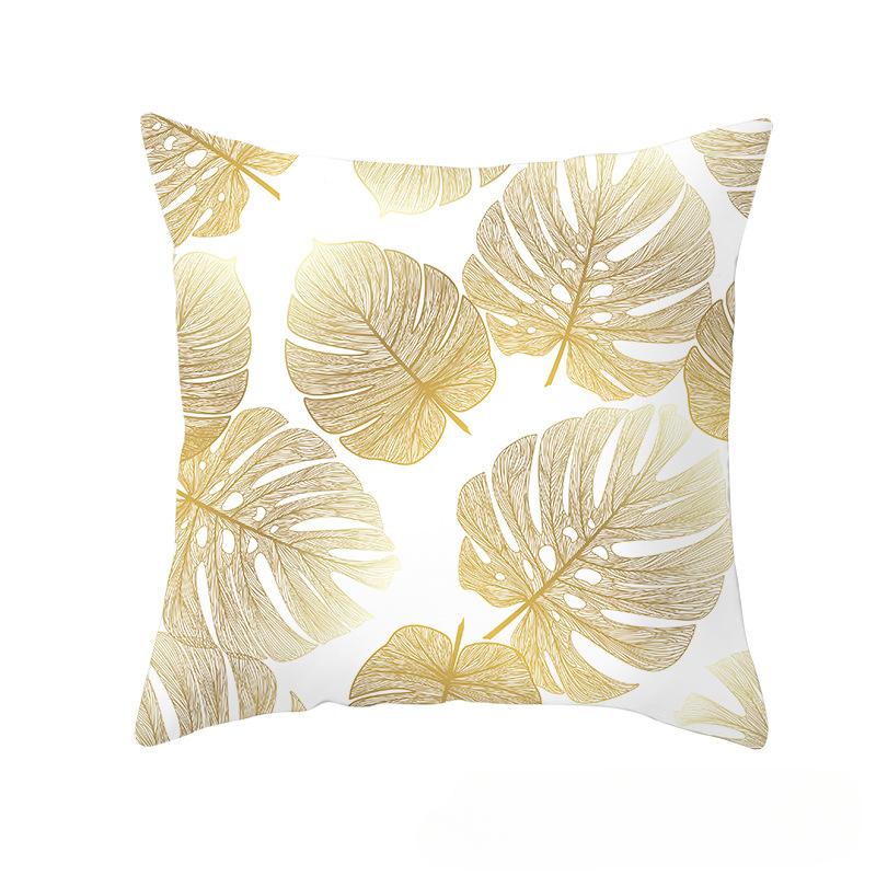 1Pcs New Nordic Gold Leaf Cushion Pillow Covers Soft Peach Velvet Cushions Cases For Sofa Bed Decor Pillowcase