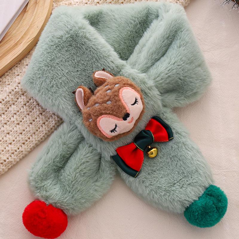 Kids' Christmas Cartoon Scarf: Warm Faux Rabbit Fur Neck Warmer – Cute Winter Gift for Baby & Toddler