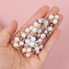 10Pcs Pearl Flower Rhinestone Buttons Sparkling Crystal Hairpins Diy Crafts