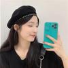 Hat Female 2022 Fashion Thin Metal Star Black Beret Breathable Painter Hat Temperament Fashion Octagonal Hat