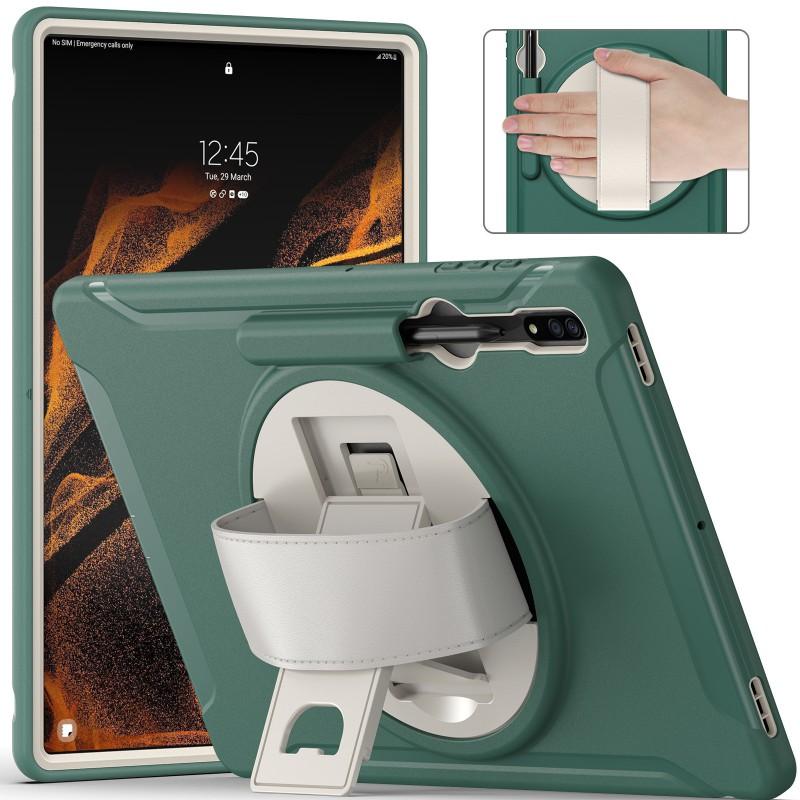 Shockproof Tablet Case With Wrist Strap Rotating PC Stand Galaxy Tab S8 Ultra X900 X906
