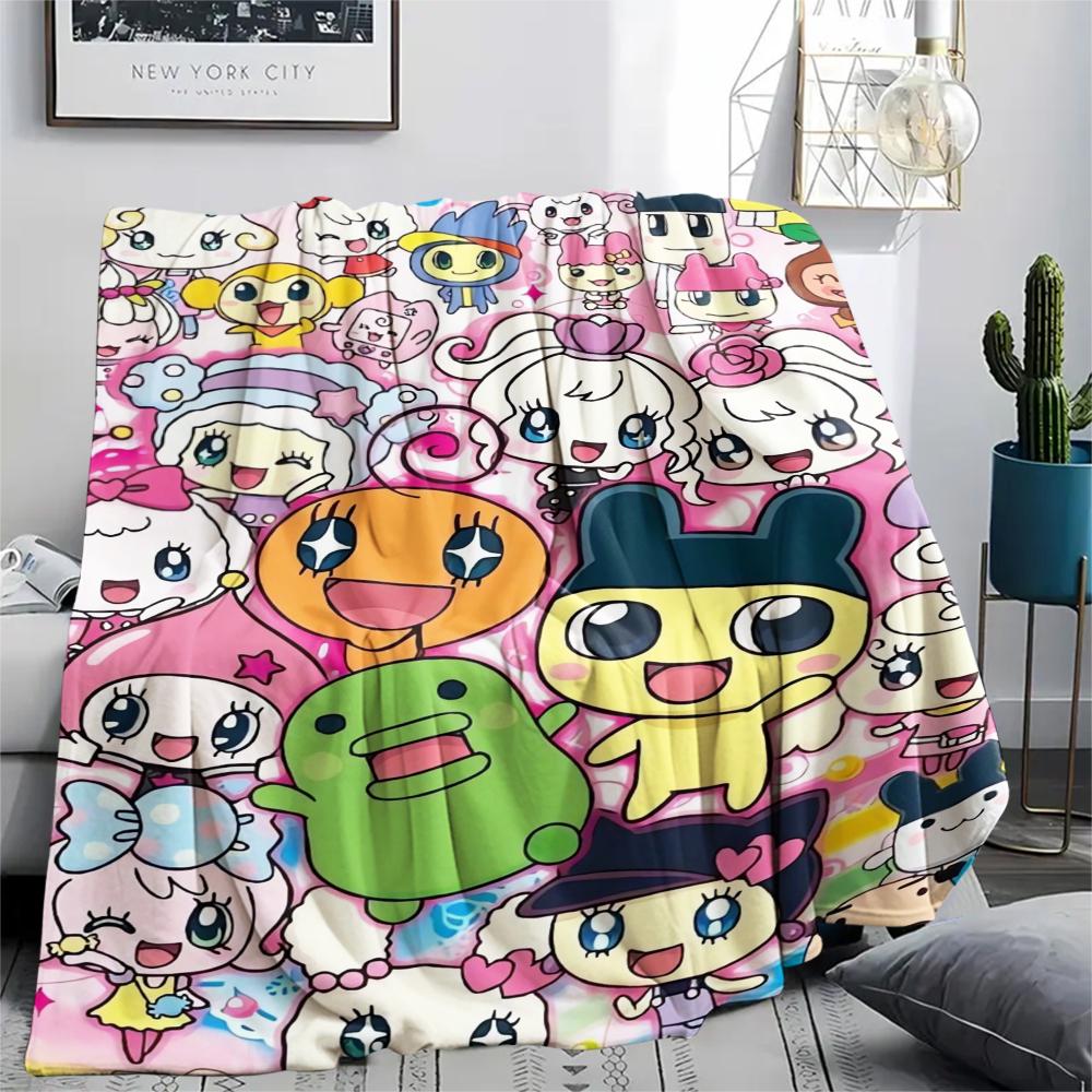 1PC Tamagotchi Print Flannel Blanket, High quality Comfortable for All Seasons, Home Decor, Warmth and Comfort, Perfect for Christmas Gifts189