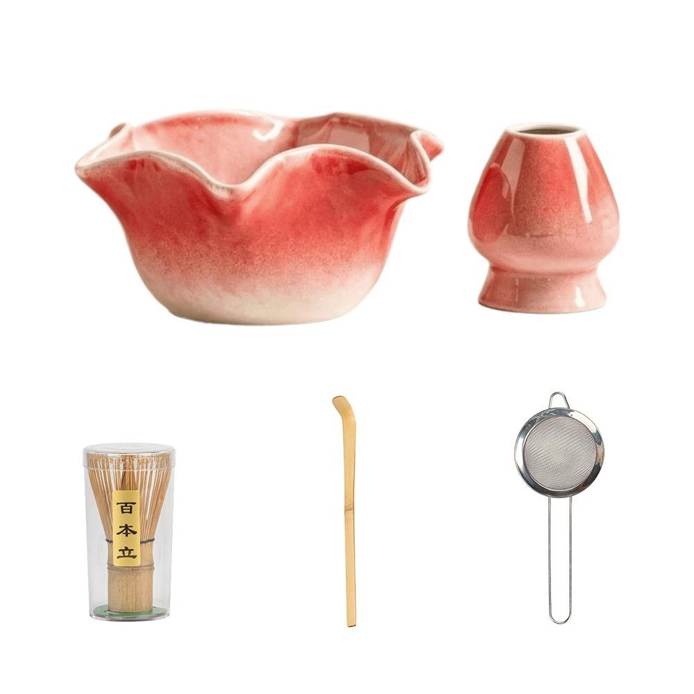 Japanese Style Ceramic Matcha Tool Flower Shaped Matcha Making Kit Matcha Tea Set Matcha Lovers