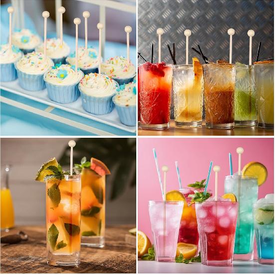 50 Pack Wooden Rock Candy Sticks with Ball Tips- 6 Inch Natural Wood Cake Pop & Drink Stirrer Sticks, Wood Swizzles Sticks for Chocolate Dipping &