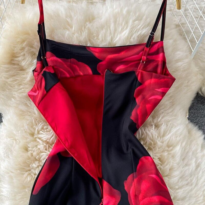 Весна Лето Черный Красный Контрастный Цвет Новые Женские Платья