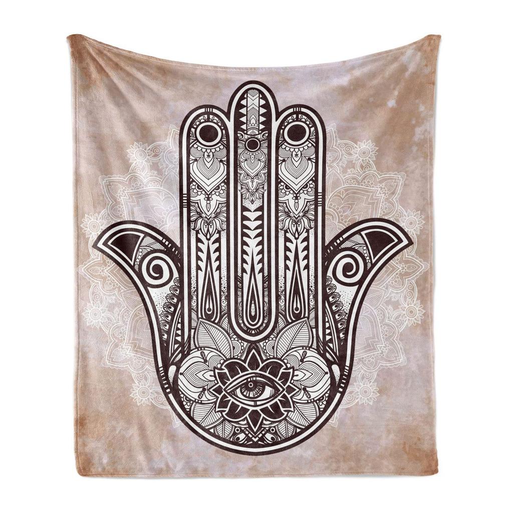Evil Eye pattern digital-printed polyester Bedroom velvet flannel cover blanket Fleece soft sofa cover blankets for beds