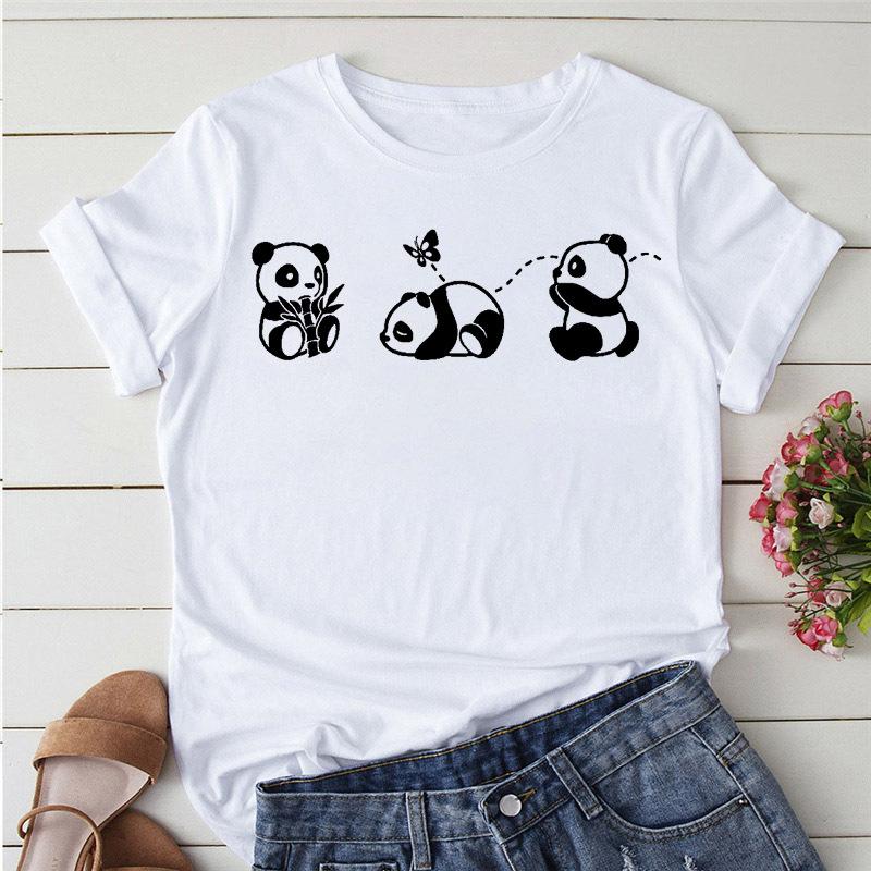 Summer Tshirts Cartoon T Shirt Women Kawaii Panda Yoga Print Graphic T Shirts Cute Girl Harajuku Anime Cartoon Female Clothes