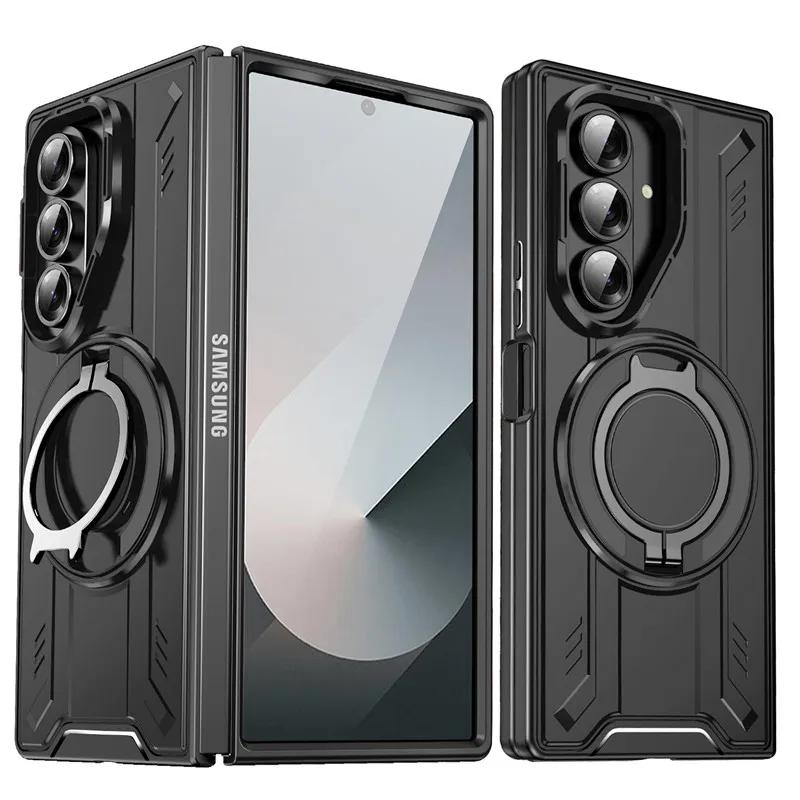 Бронированный чехол для Samsung Galaxy Z Fold 7 5G с защитой камеры-слайдера, чехол для телефона для Galaxy Z Fold 6 с магнитной подставкой-кольцом