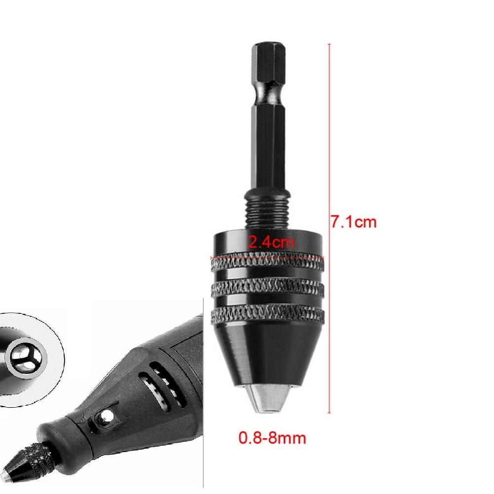 Keyless Drill Bit Chuck Adapter Converter With 1/4 Hex Shank For Impact Driver