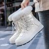 2023 Winter New Woman Warm Snow Boots Waterproof Lace-Up Thicken Plush Winter  Warm Platform Ankle Boots