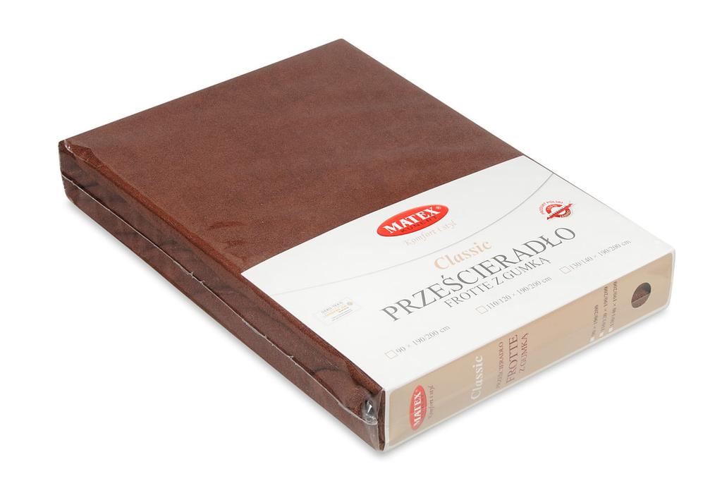 Prześcieradło frotte z gumką 90x190/200 classic ciemnobrązowe
