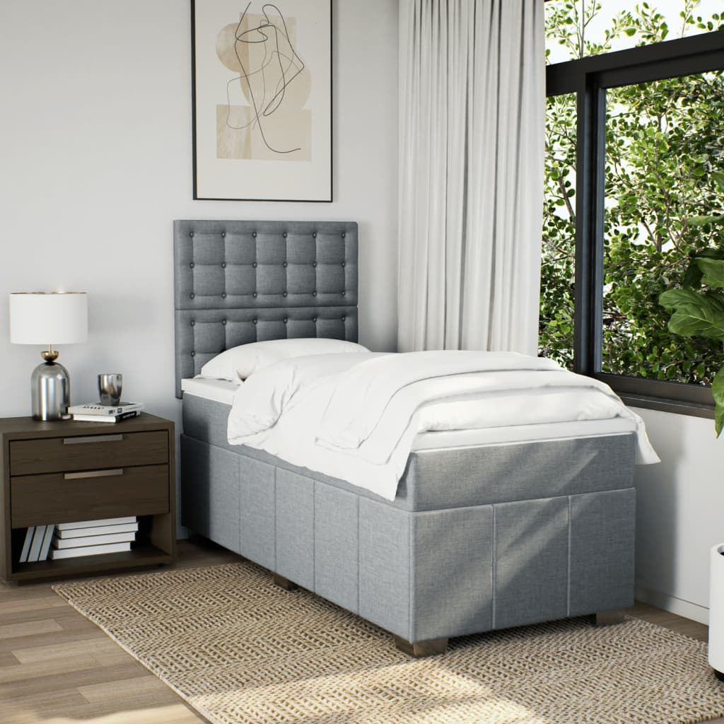 Box Spring Bed with Mattress Light Grey 80 x 200 cm Fabric