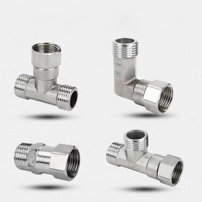 Переключатель для унитаза Адаптер из нержавеющей стали G1/2" Т-образный клапан Для ванны, биде, распылителя, душевой арматуры 4 точки Трехходовая водопроводная труба