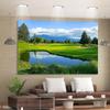 1 piece of serene golf course backdrop - jungle green, lake, blue sky and white clouds, made of durable polyester fiber