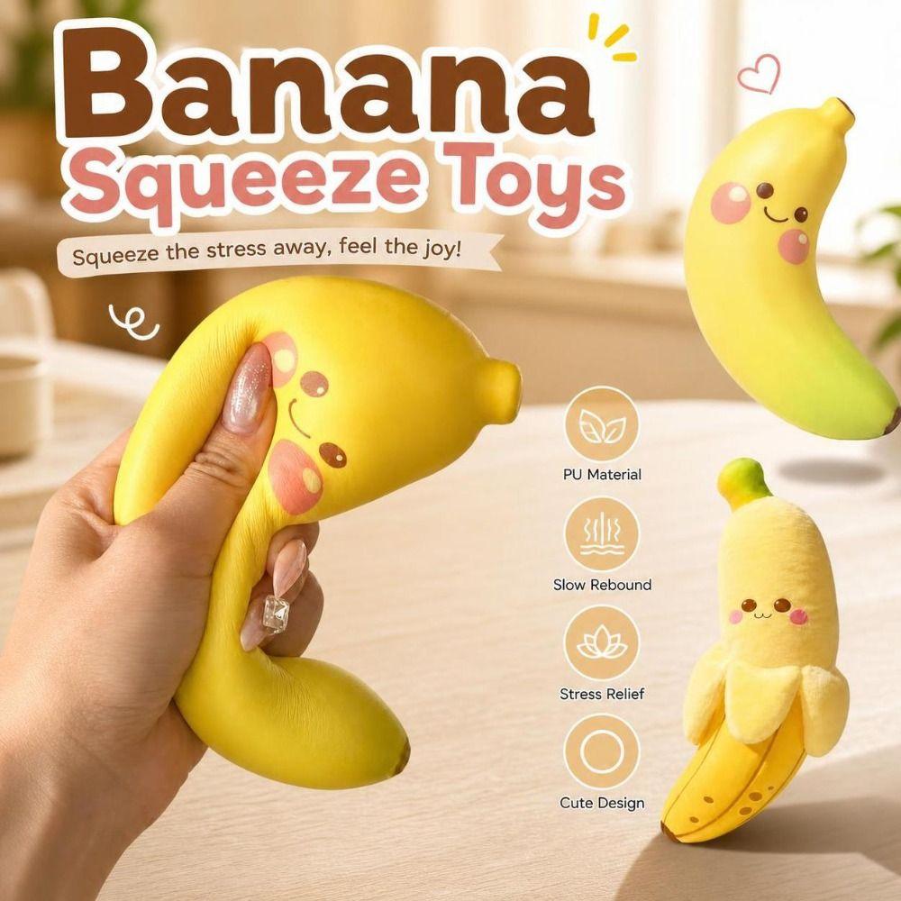 Soft Banana Squeeze Toys PU Banana Squishy Toy Kids Toy Fruits Pinch Toy Children's Gifts
