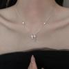 Womens Bow Zircon Star Pendant Necklace Light Luxury Clavicle Chain Fashion Versatile Party Daily Wear