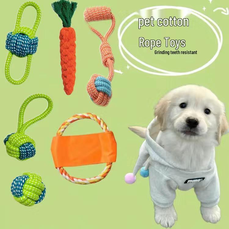 Durable Cotton Rope & Frisbee Toy Set for Small To Medium Dogs