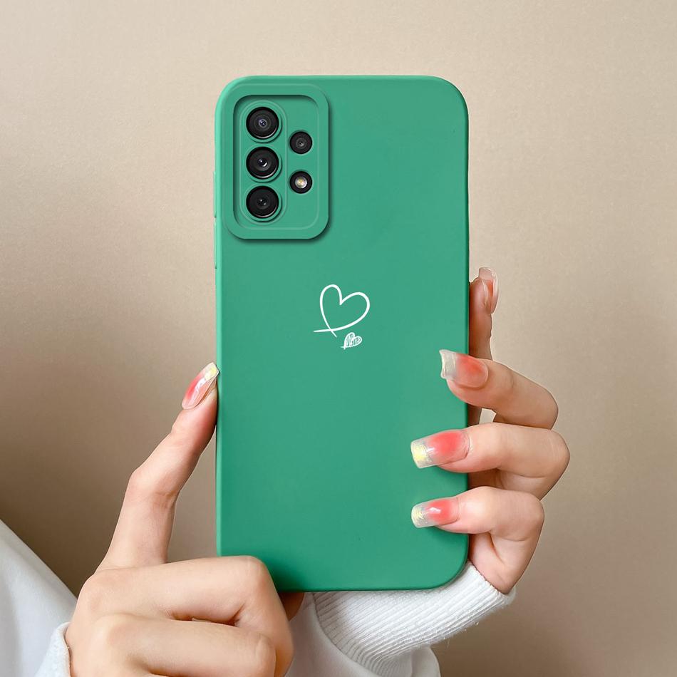 Чехол для телефона Samsung Galaxy A72 Сердце Любви Мягкий Жидкий Силикон Защита Камеры Задняя Крышка Для Samsung A 72 4G 5G Funda Capa