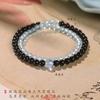 Beautiful crystal obsidian aquamarine bracelet, natural and authentic, extremely attractive and exquisitely crafted