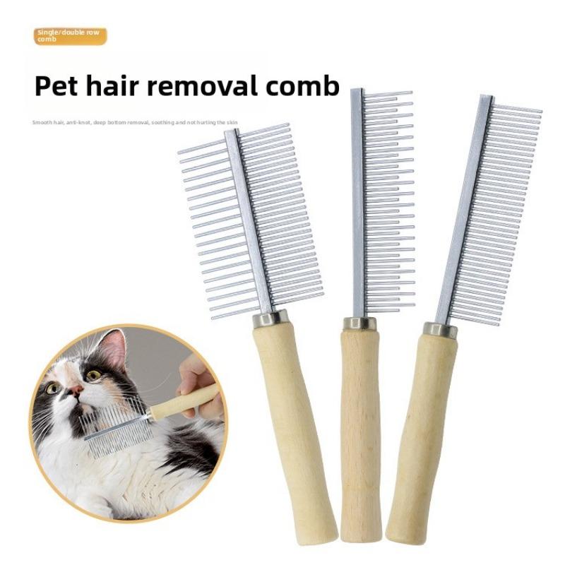 Pet Cat Comb, Wooden Handle, Single-row Comb, Double-row Comb, High and Low Tooth Comb, Smooth Cat Fur