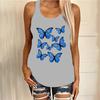 Women's Casual Fashion Loose Round Neck Colorful Butterfly Print Undershirt Tops