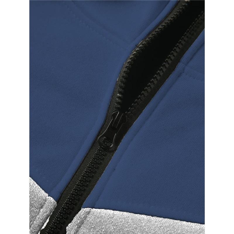 Мужской костюм из двух частей с цветными блоками, капюшоном, молнией, дышащая повседневная куртка и повседневный ремень, спортивный