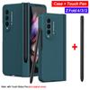 Чехол с шарниром для сенсорного пера для Samsung Galaxy Z Fold 4 3 2, чехол с гнездом для ручки, стекло на переднем экране для Z Fold 2, 3, 4, 5g, полная крышка