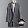 Осень и зима Новое универсальное пуховое съемное двухстороннее шерстяное пальто Мужское шерстяное пальто средней длины Мужская одежда больших размеров