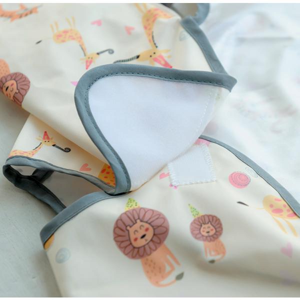 Нагрудник для детского питания Bell Baby с частичным закрыванием и длинными рукавами для новорожденных, (обновленный) желтое животное, 1 шт., 1 шт.