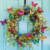 Artificial Wreath Colorfast Realistic Plastic Photograph Prop Spring Butterfly Wreath for Front Door