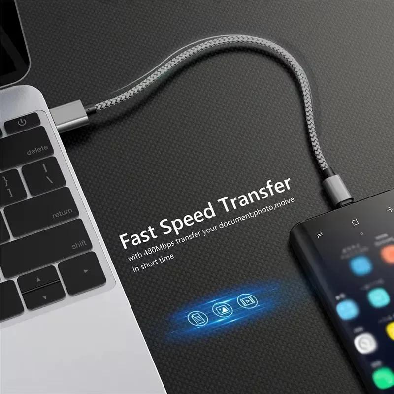 Кабель данных USB A на Type C Super Fast Charger Нейлоновый кабель для зарядки Устройство зарядки TypeC 1M 1M Кабель Для Android Iphone Samsung