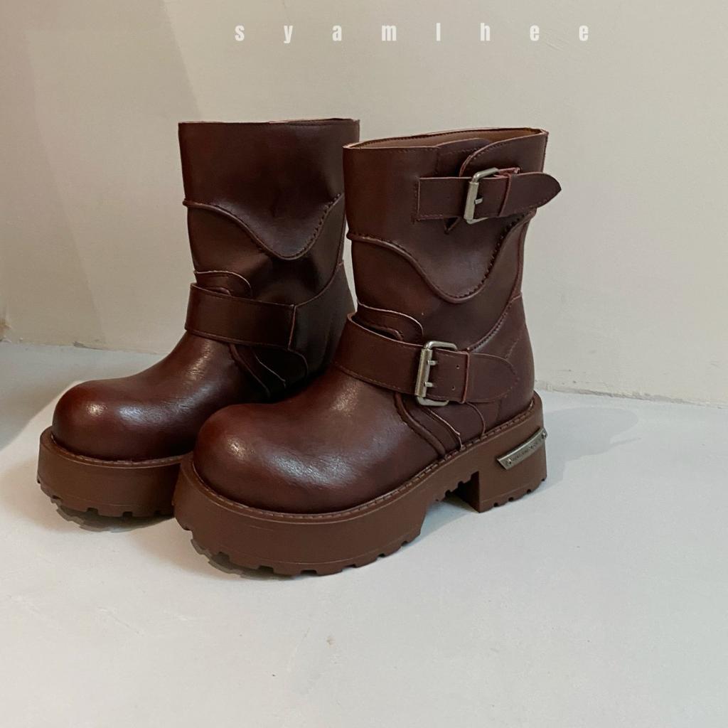 Martin boots women's 2025 new fashion platform trend explosion non-slip heightening big head short boots versatile low-top shoes