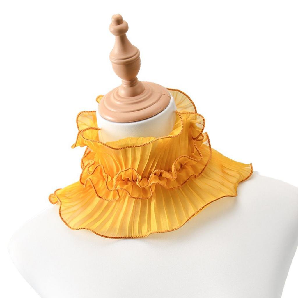 Spring Summer Floral Lace Trim Polyester Neck Scarf Versatile Women's Shirt Collar Design with Ruffled Edge for Stylish