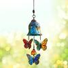Butterfly Wind Chime Metal Stained Glass Wind Chime Hanging Decoration for Indoor Outdoor
