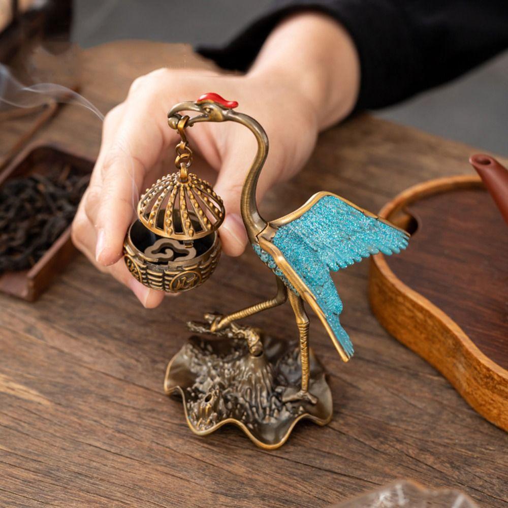 Zinc Alloy Backflow Incense Holder Delicate Portable Magpie Hollow Lamp Auspicious Cloud Pattern Elegant High-foot Stove Home