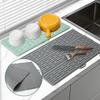 Silicone Dish Drying Mat For Kitchen Counter, Collapsible Large Dish Drainer Mat, Drying Mat, Non-Slip Silicone Sink Mat