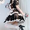 Jingyue Fang Lolita Maid Outfit Dress, Apron, Headpiece, Sleeve Cuffs, Polyester, Black