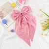 The Same Spring Solid Color Long Big Bow Long Floating Hairpin Temperament Satin Spring Clip Top Clip Hair Accessories